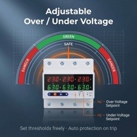 Protector de Energía Inteligente Trifásico CA 63A 50/60Hz con Pantalla Digital, Monitoreo en Tiempo Real, Protector Ajustable, Certificado CE para PC