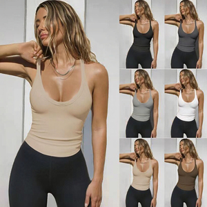 Casual <b>Top</b> for Women High Quality Fitted O-Neck Knitted Tank Breathable Sleeveless for Workout Yoga Daily Use Front Included - Product Image 2