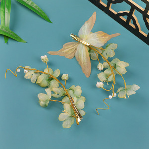 26 pinces à cheveux originales en soie Hanfu faites à la main, aux styles élégants et polyvalents, aux motifs frais et naturels inspirés de la forêt, floraux - Product Image 4