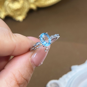 Anello di Lusso in <span class=keywords><strong>Acquamarina</strong></span> Naturale, Argento Sterling 925, Gemma per Donna, Vendita all'Ingrosso - Product Image 4