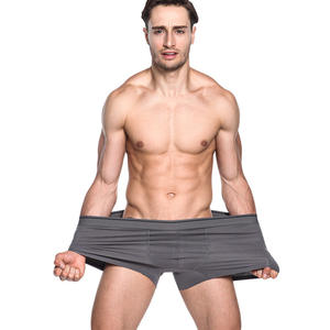 Vanfound Super Boxer grande taille avec logo XL pour hommes, caleçon jambe large couleur unie, sous-vêtements tricotés, cheveux pour adultes plus <span class=keywords><strong>engrais</strong></span> - Product Image 4