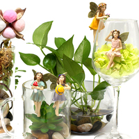 Ensemble de 5 Mini pots de fleurs en résine faits à la main, jolies Figurines de fées décoratives pour un jardin Miniature