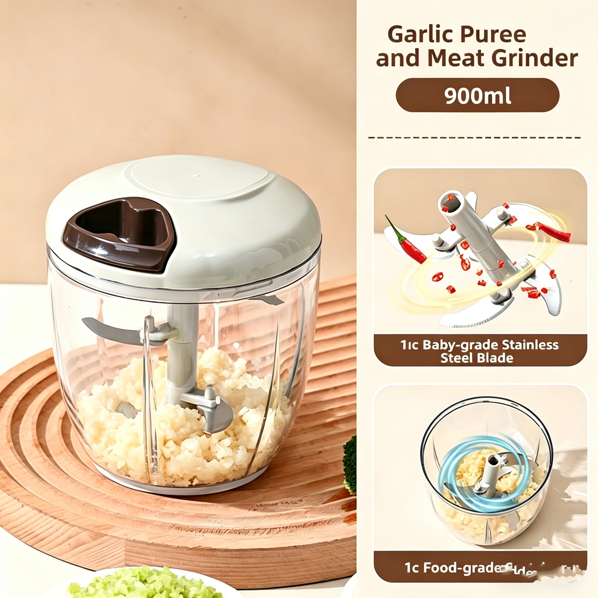 Prensa de Ajo de Alta Configuración 900ML Gris