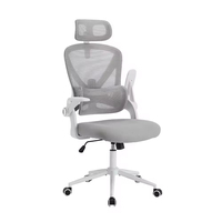 Chaise de bureau ergonomique de direction pivotante à dossier haut en maille grise, réglable en hauteur, confortable et contemporaine de luxe