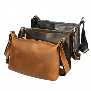 Genuine Leather Men Messenger <b>Bag</b> Vintage Crossbody <b>Shoulder</b> Satchel Wide <b>Strap</b> for Daily Travel - Product Image 3