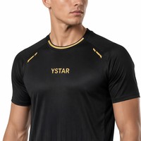 Conjunto de Uniforme de Fútbol Sublimado Negro y Dorado Personalizado al por Mayor, 100% Poliéster Transpirable, con Logotipo YSTAR OEM