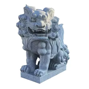 Type japonais jardin extérieur pierre de granit naturel sculpté grand chien Fu Komainu Lion chien Statues à vendre