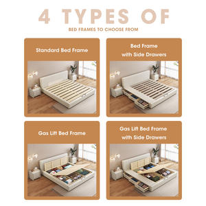 Modern Simple Solid <b>Wood</b> Platform Ottoman White Upholstered <b>Bed</b> <b>Frame</b> <b>with</b> <b>Storage</b> Underneath Gas Lift <b>Storage</b> <b>Bed</b> <b>with</b> Drawers - Product Image 5