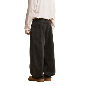 ANSWER <span class=keywords><strong>ME</strong></span> Unisex Retro Washed Denim Pantalones Trendy Loose Straight Black Jeans K369 High/Mid Waist Streetwear Solid/Print - Product Image 3