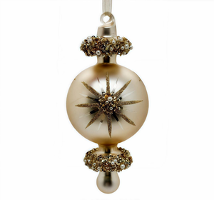 Collection <span class=keywords><strong>d</strong></span>'ornements artisanaux en or <span class=keywords><strong>champagne</strong></span> avec des finitions à plusieurs niveaux et des boules de Noël ornées de cristaux en forme <span class=keywords><strong>d</strong></span>'étoile pour l'arbre de Noël - Product Image 2