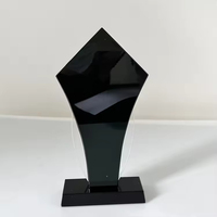 Plaques de récompense en cristal noir vierges pour entreprises, trophées en verre cristal pour échantillons, vente en gros