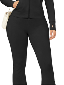 Conjunto de Dos Piezas de Moda para Mujer, Sudadera con Capucha Cálida y Tejida, Estilo Deportivo Informal, Elástico en Cuatro Direcciones, para Otoño - Product Image 1