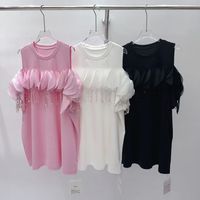 Robe longue décontractée d'été GX-2026 pour femme, nouveau style, à manches courtes, col rond, en maille perlée à rayures florales, coupe unique