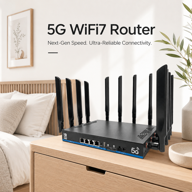 Wifi7 5g Router Sim Card Modem 802.11BE 19000Mbps Long Range Coverage Business Openwrt Enterprise Routers Wifi7 5g Cpe Router