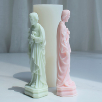 Moules en silicone faits à la main Bienheureuse Vierge Marie Jésus Statue Moule à bougie en plâtre