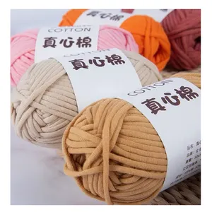 Beginners Easy to See Stitches Chunky cottonTube Yarn Stitches-Worsted Medium #4 yarn 50g ball Cotton Nylon Blend yarn