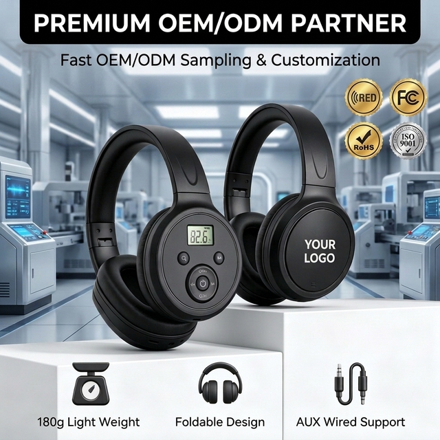 DSP Chip FM Radio Headphones Wide Range 50-108MHz Digital Display Portable Walkman Headset 24H Battery Life Foldable Audio FBA