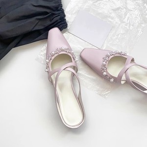 Mules de piel de oveja con punta cuadrada y pedrería, con plataforma, para mujer, estilo Mary Jane, para primavera - Product Image 2