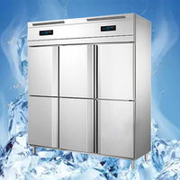 -30 ° Congélateur commercial vertical à 6 portes, grande capacité, double température, version congelée