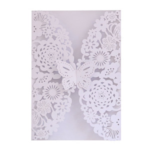 Tarjeta <span class=keywords><strong>de</strong></span> Invitación para <span class=keywords><strong>Boda</strong></span>, Despedida <span class=keywords><strong>de</strong></span> Soltera, con <span class=keywords><strong>Diseño</strong></span> <span class=keywords><strong>de</strong></span> Mariposa Hueca, Corte Láser Floral, Impresión Digital en Papel - Product Image 4