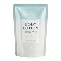 Pochette de recharge pour lotion corporelle personnalisée avec étiquette privée, 500 ml (16,9 fl.oz), Doypack autoportant, fabrication usine