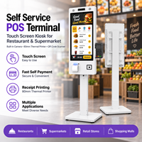 Terminal de point de vente en libre-service de 21,5 pouces, écran tactile, caméra, imprimante thermique de 80 mm, lecteur de code QR pour restaurant, supermarché