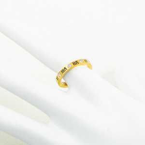 แหวนเหล็กไทเทเนียมตัวเลขโรมันประดับเพชรคิวบิกเซอร์โคเนียสำหรับคู่รักเครื่องประดับสำหรับทั้งชายและหญิง - Product Image 4