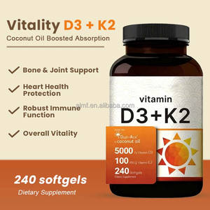 5000 IU D3 100 Mcg K2 MK-7 240 Softgels Duplo Selado UV Protegido De Terceiros Testado Adulto Uso Melhorado Densidade Óssea Vitamina - Product Image 3
