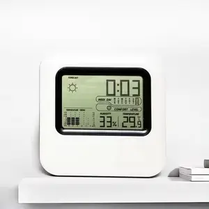 Station météo d'accueil pour boutique en ligne Écran LCD avec indicateur de température et réveil numérique d'humidité