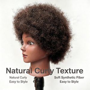 Cabeza de Maniquí con <span class=keywords><strong>Cabello</strong></span> Natural Estilo Yaki Europeo Americano, para Prácticas de Trenzado, Pelucas Negras, <span class=keywords><strong>Cabello</strong></span> <span class=keywords><strong>Rizado</strong></span> y Voluminoso, 38cm - Product Image 3
