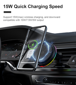 El más nuevo gradiente RGB Lights 15W Carga rápida Cargador inalámbrico magnético Soporte para teléfono para automóvil - Product Image 2