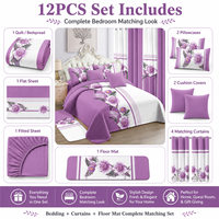 LILIANNA Ensemble de literie de luxe personnalisé 18 pièces avec couvre-lit, rideaux assortis et ensemble de couette pour mariage