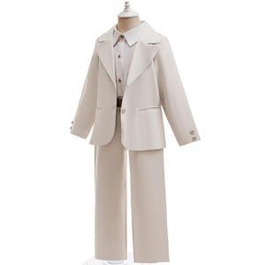 Conjunto De Ropa Formal Para Bebé Niño Blanco Traje De Caballero Con Chaqueta+Camisa+Pantalón 3 Piezas Para Infante Y Niño Pequeño De 3 a 12 Años - Product Image 4