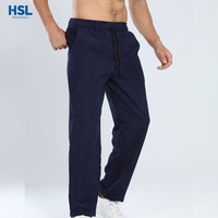 Pantalon décontracté en velours côtelé léger pour homme, coupe droite, taille mi-haute, avec cordon élastique, style vintage doux et poches latérales