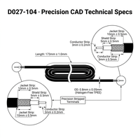 Cable de Señal HF Blindado de un Solo Núcleo de TPEE de 0.8mm OD y 173mm, Libre de Halógenos, para Micrófonos de Precisión y Sensores de Audio
