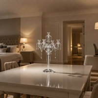 Candélabre moderne en métal à 5 bras, pendentifs suspendus, centre de table de luxe pour mariage, porte-bougie, décoration pour banquets et événements