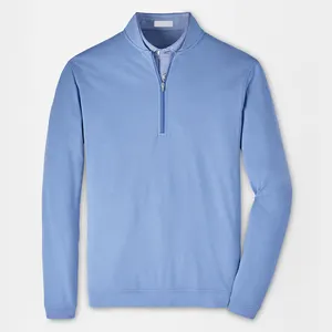 定制高品质标志男士棉快干针织四分之一拉链性能高尔夫套头衫1/4拉链套头衫
