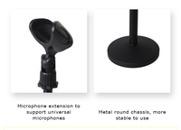 Support de Microphone de bureau, 5 pièces, Base ronde ajustable de bonne qualité, support avec Clip pour Microphone