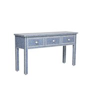 Table console moderne en bois avec incrustations d'os, style antique, 1 tiroir, meuble d'entrée, décoration de salon, bureau avec incrustations d'os