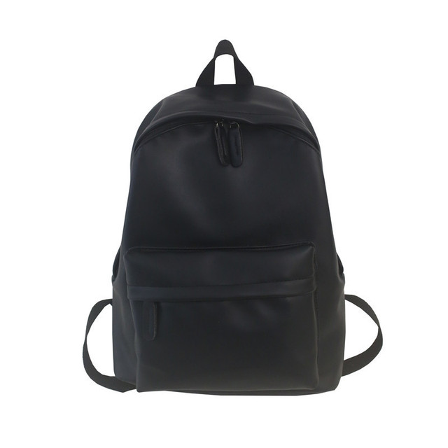 High Quality Soft PU Material Casual Backpack Fashion Waterproof Solid Color Student School Bag