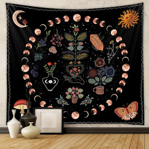 Papillon bleu Phases de lune fleur Mandala impression Polyester <span class=keywords><strong>tapisserie</strong></span> esthétique Vintage tapisseries tenture murale pour salon - Product Image 5