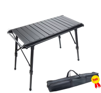 Meubles d'extérieur pour camping IGT, table pliante en alliage d'aluminium à trois unités, réglable en hauteur, portable, 2 places, carrée, pour marché nocturne