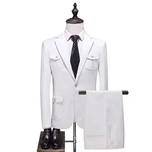 MTM made to measure white single breasted Bespoke Man Suit 3 piece Slim custom Wedding Blazer Jacket coat pant men business suit