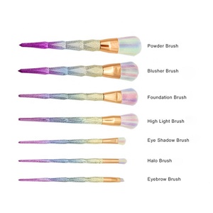 Brocha <span class=keywords><strong>de</strong></span> <span class=keywords><strong>maquillaje</strong></span> para rostro, brocha <span class=keywords><strong>de</strong></span> <span class=keywords><strong>maquillaje</strong></span> con diamantes <span class=keywords><strong>de</strong></span> imitación dorados, sirena básica - Product Image 3