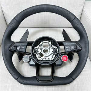 Volant de voiture en cuir pour <span class=keywords><strong>Audi</strong></span> C8 B8 B9 S3 S5 RS3 RS5 RS7 S3 S4 S5 Q3 <span class=keywords><strong>R8</strong></span> RS A3 A5 A7 A8 A6 C6 C7 Pièces automobiles - Product Image 1