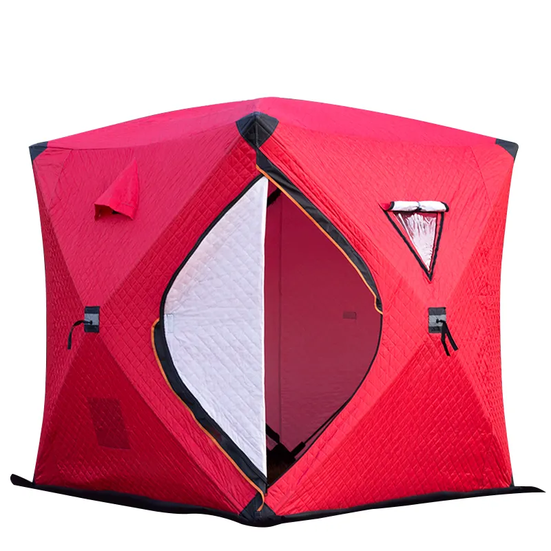 Yüksek kaliteli 3-4 kişi pop up kış çadırı sıcak tutmak için buz balıkçı çadırı
