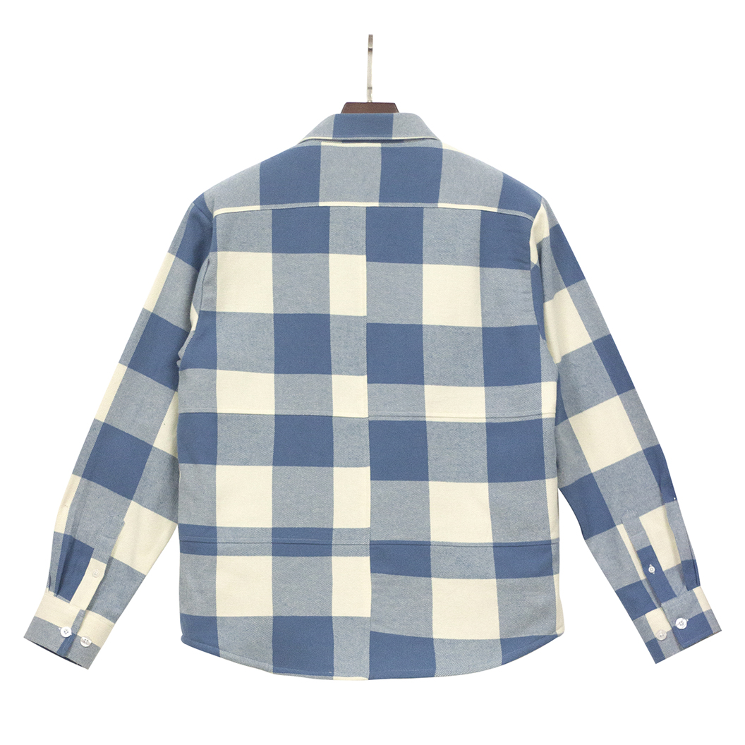 100% 棉质加号长袖衬衫格子格子图案时尚男士休闲衬衫