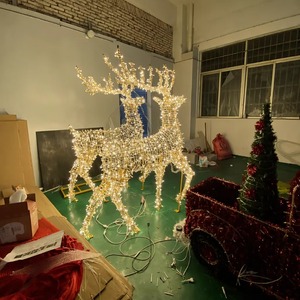 PJX Grand cadre lumineux LED 2D/3D en forme de cerf pour Noël en extérieur, idéal pour la décoration des centres commerciaux, des parcs et des jardins. - Product Image 6