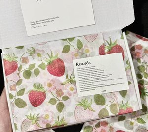 17g pink strawberry tissue <b>paper</b> packaging high end clothing gift <b>wrapping</b> <b>paper</b> floral gift <b>wrapping</b> <b>paper</b> customizable - Product Image 1