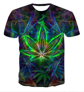 T-shirt col rond coloré à base de plantes vertes pour femmes, haut 3D tendance, respirant et à séchage rapide, nouveauté 2020 - Product Image 2